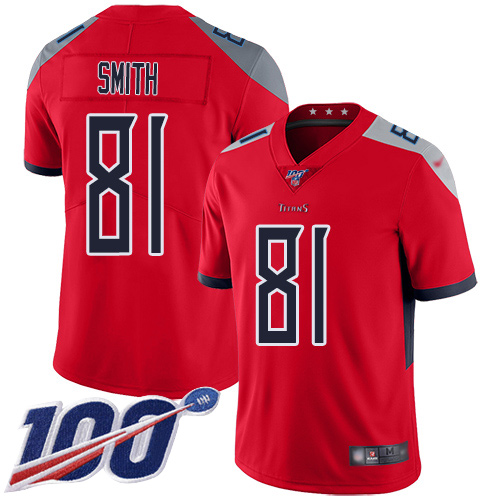 Tennessee Titans Limited Red Men Jonnu Smith Jersey NFL Football 81 100th Season Inverted Legend